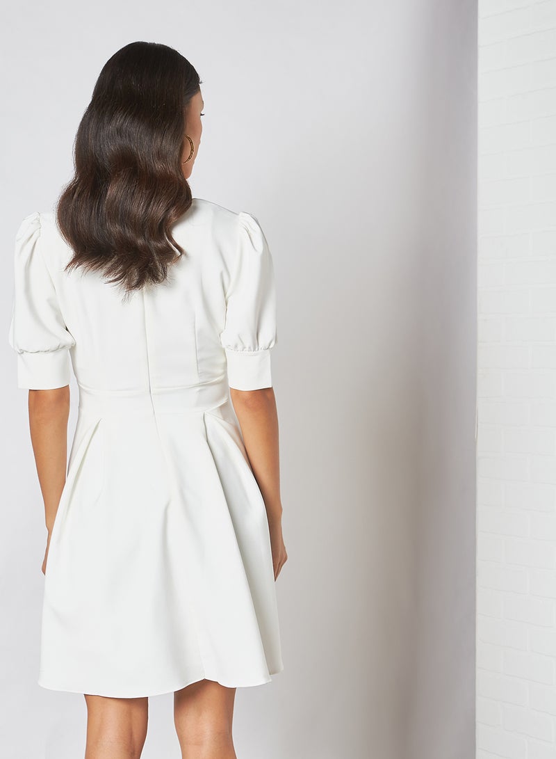 trendyol Puff Sleeve Dress Ecru  - Image 2