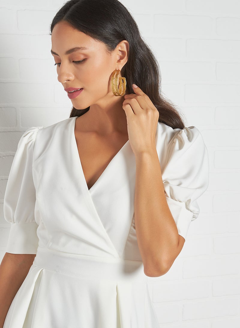 trendyol Puff Sleeve Dress Ecru  - Image 4