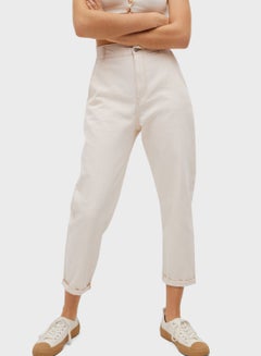 High Waist Straight Jeans Off White