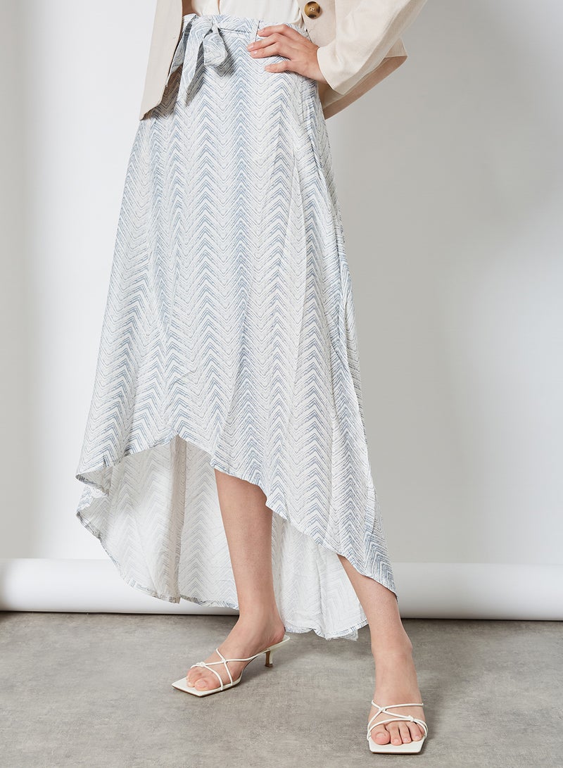 Aila - High Waisted Tie Belted Maxi Skirt Light Blue - Image 1