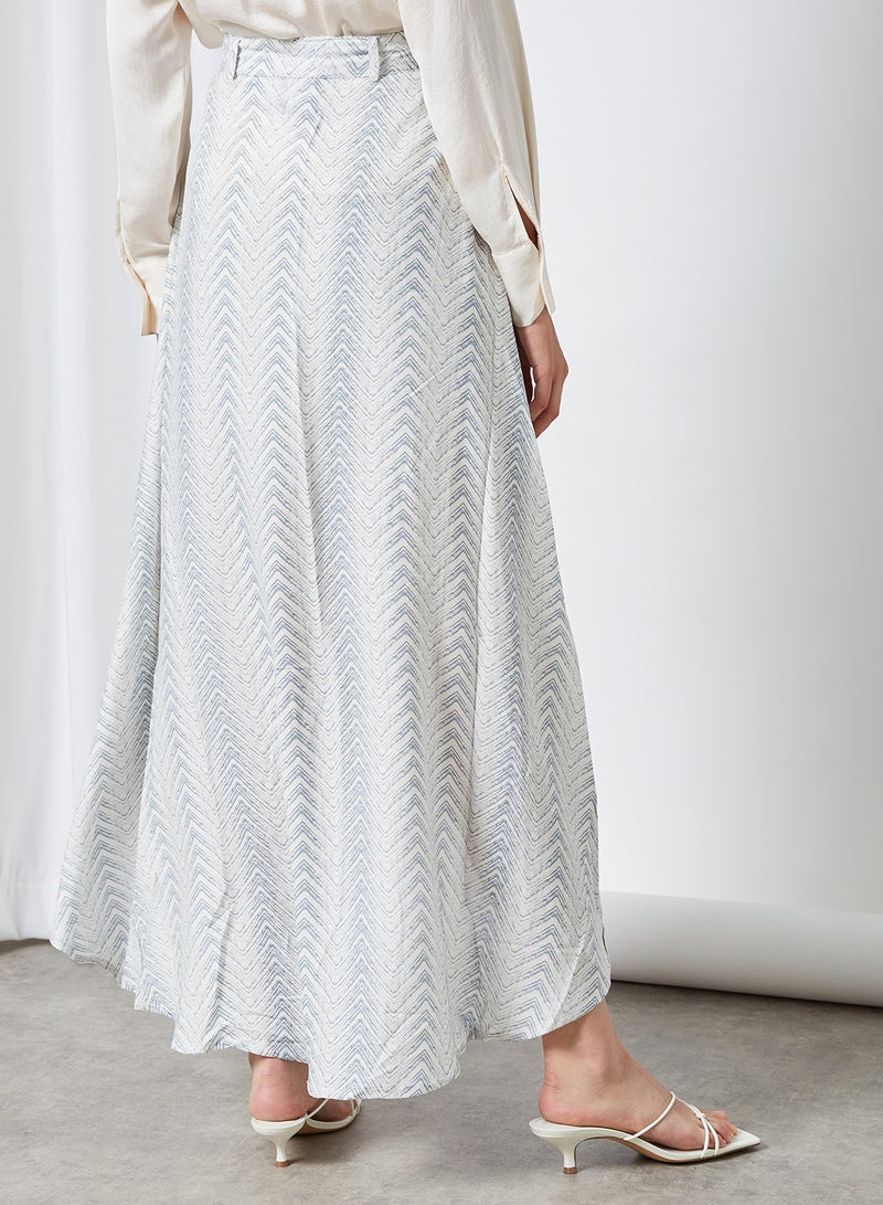 Aila - High Waisted Tie Belted Maxi Skirt Light Blue - Image 1