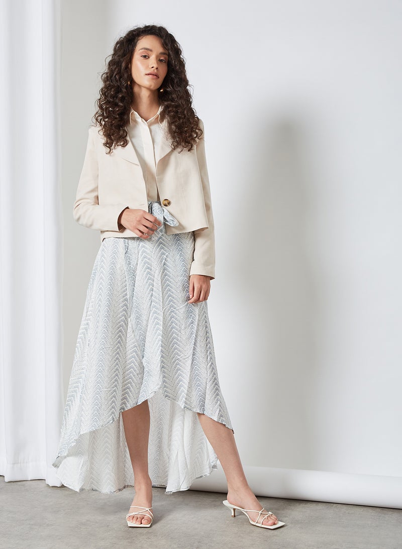 Aila - High Waisted Tie Belted Maxi Skirt Light Blue - Image 1