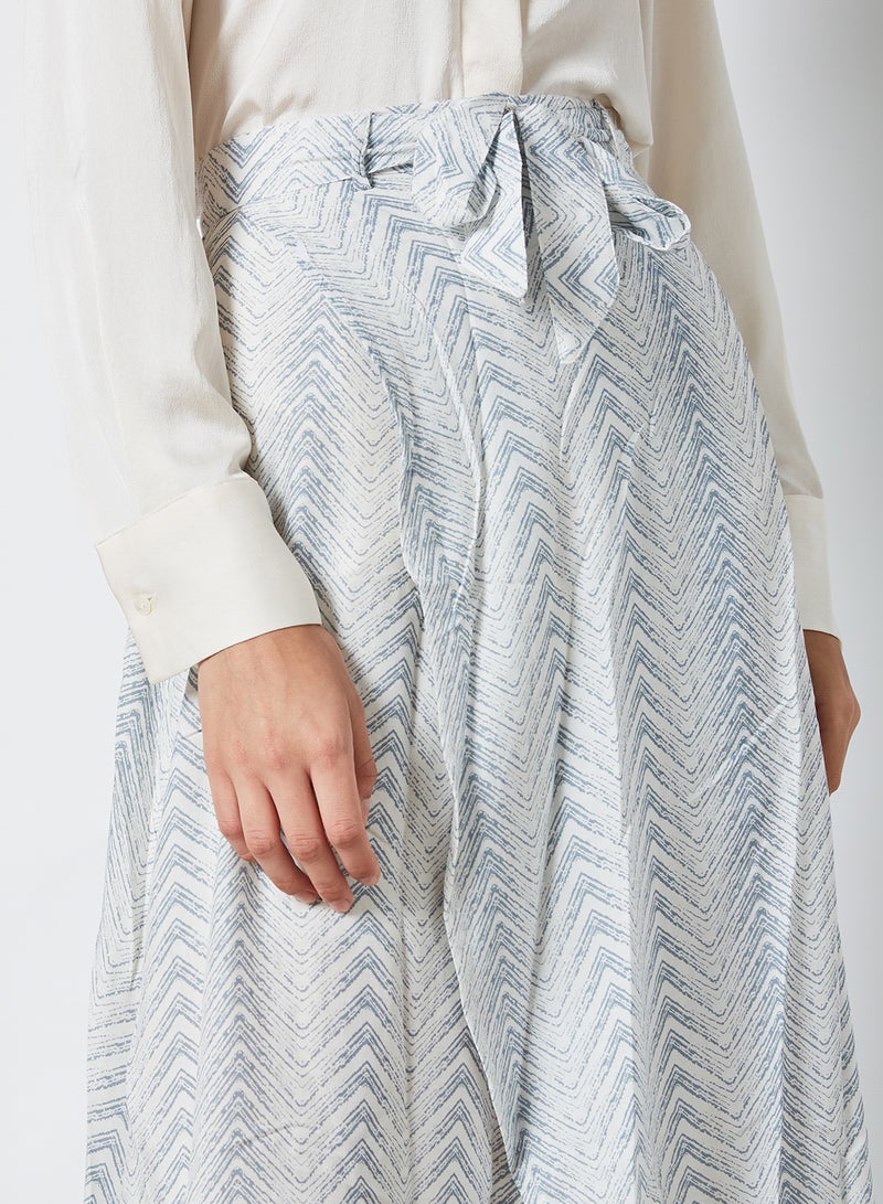 Aila - High Waisted Tie Belted Maxi Skirt Light Blue - Image 1