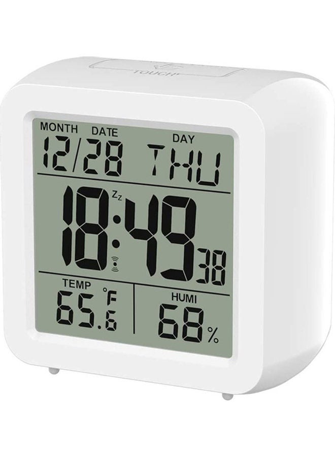 Digital Alarm Clock White 9x9x5cm - Image 1