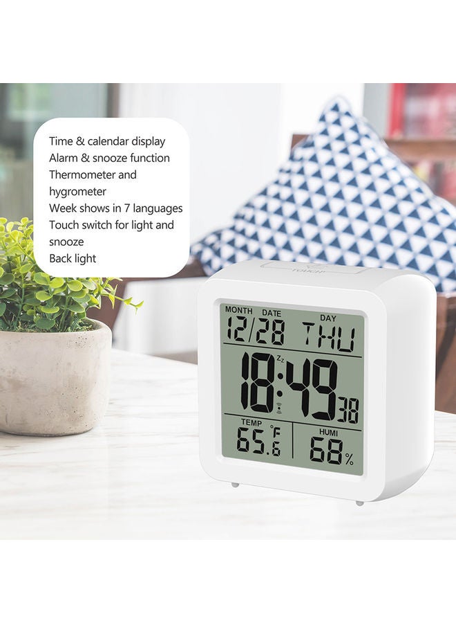 Digital Alarm Clock White 9x9x5cm - Image 2