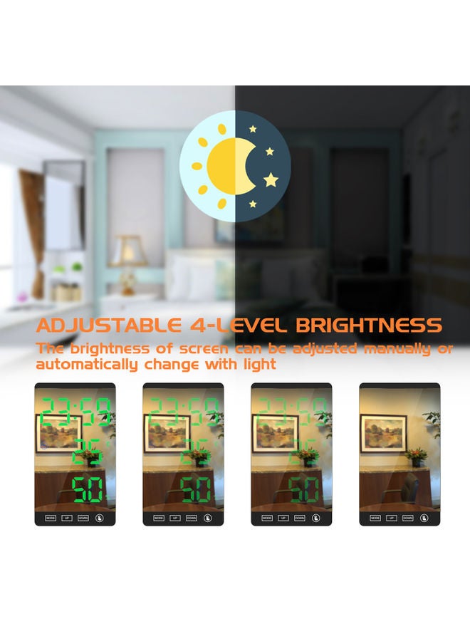 Generic - Smart Mirror LED Clock Black 5.96x2.47x3.35inch - Image 1