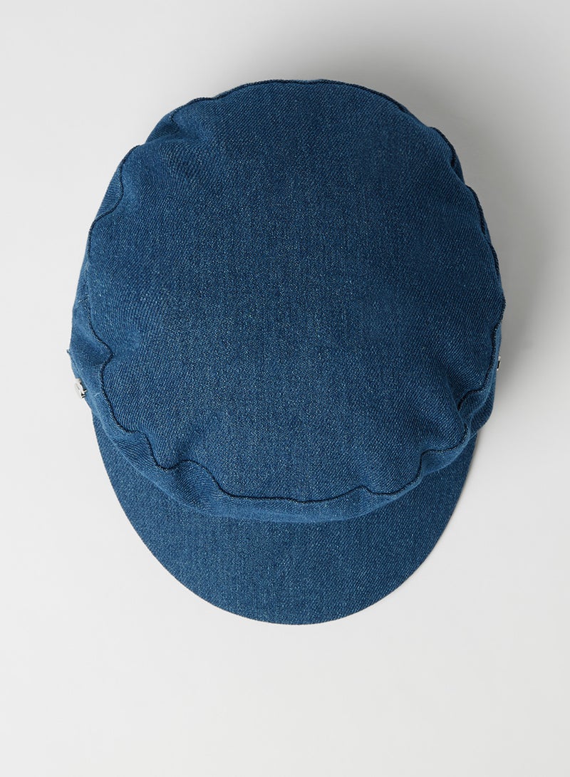 MANGO Flat Top Baker Hat Mid Denim - Image 2