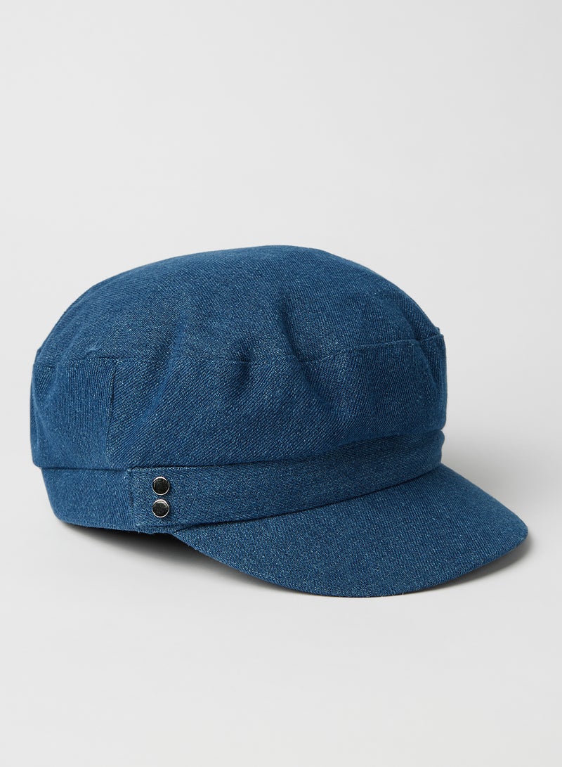 MANGO Flat Top Baker Hat Mid Denim - Image 1