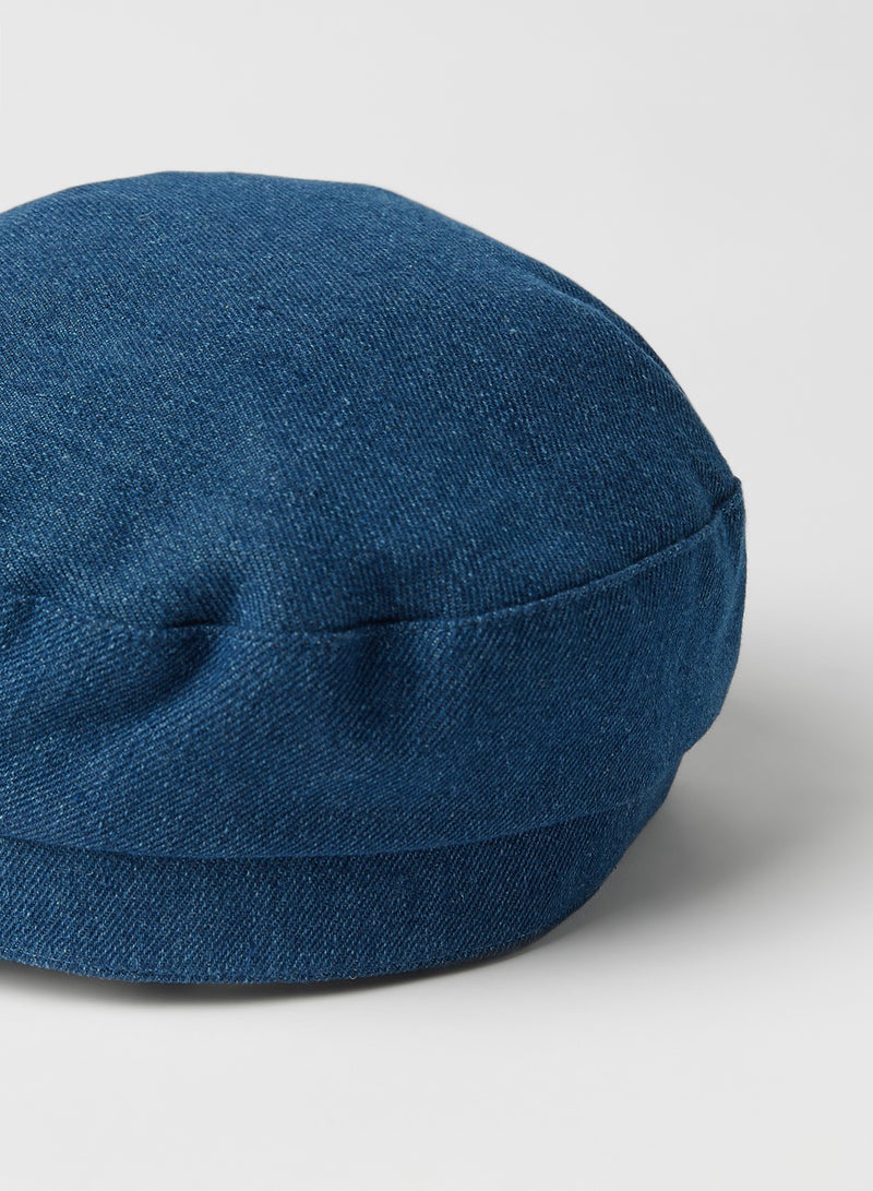 MANGO Flat Top Baker Hat Mid Denim - Image 4