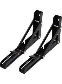 Generic Pair Of Triangles Folding Bearing Shelf Bracket Wall Mounted Black  - Image 1