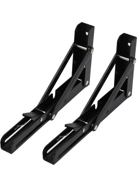 Pair Of Triangles Folding Bearing Shelf Bracket Wall Mounted Black