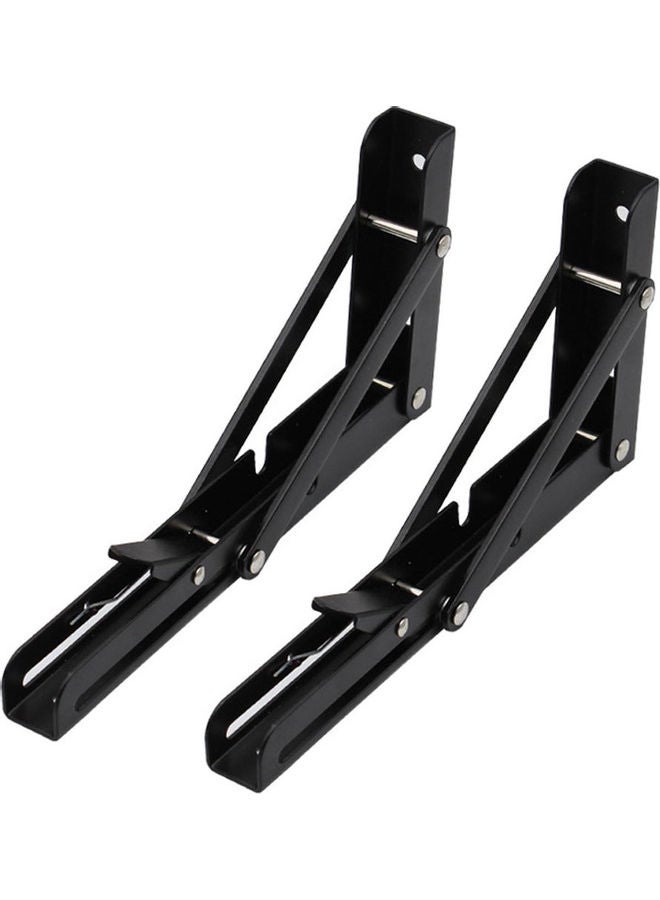 Generic - Pair Of Triangles Folding Bearing Shelf Bracket Wall Mounted Black - Image 1