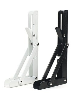 Generic Pair Of Triangles Folding Bearing Shelf Bracket Wall Mounted Black  - Image 2