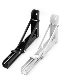 Generic Pair Of Triangles Folding Bearing Shelf Bracket Wall Mounted Black  - Image 3
