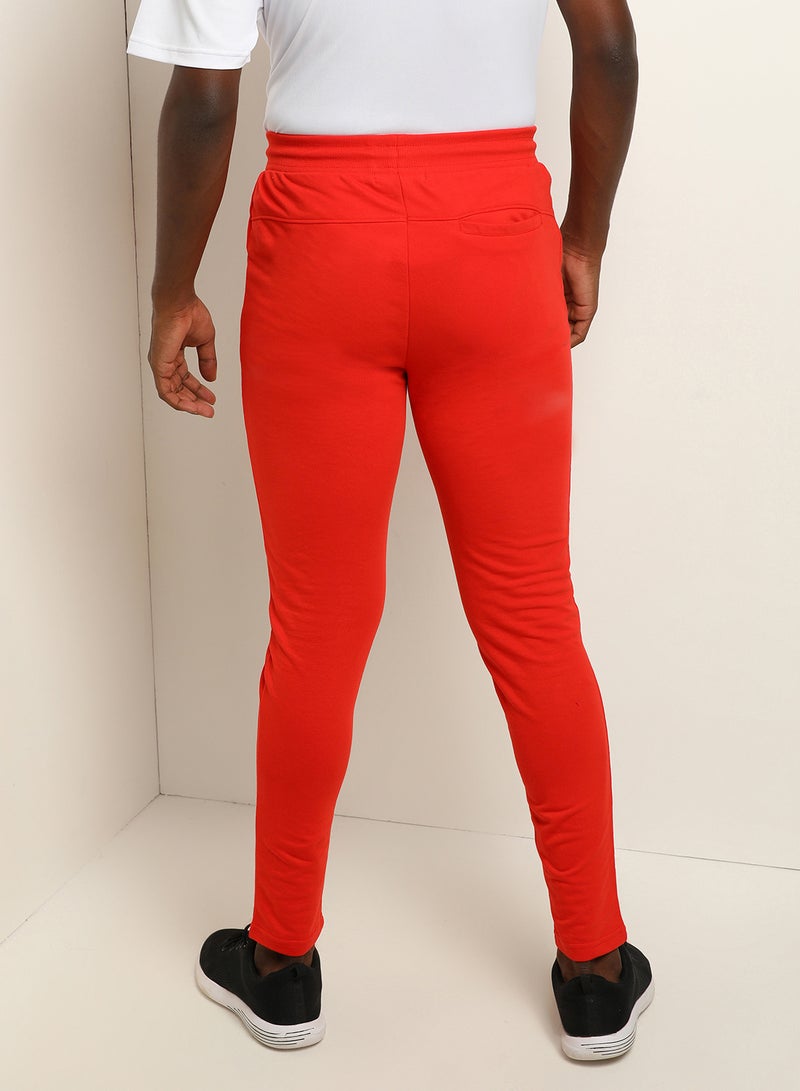 ABOF Knitted Rib Drawstring Detail Mid-Rise Skinny Fit Plain Cuff Joggers Dark Orange  - Image 2