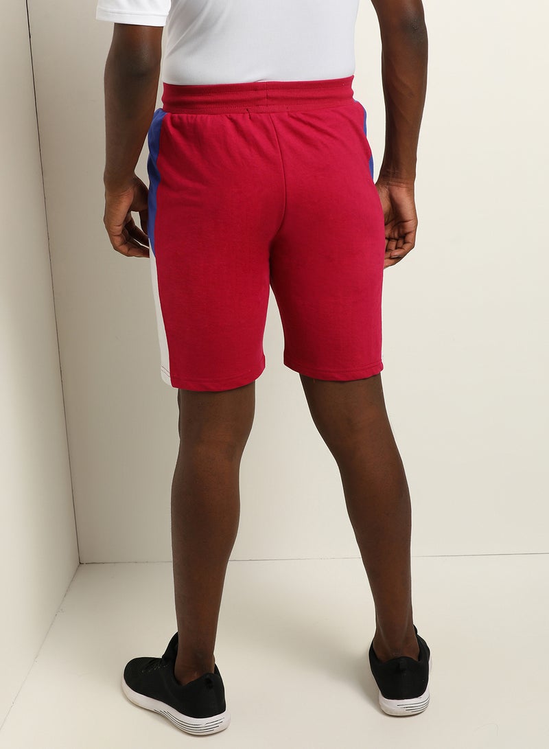 ABOF Contrast Stripe Detail Elastic Waistband Drawstring Shorts Pink/Blue/White  - Image 2