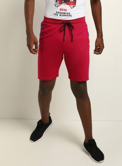 ABOF Contrast Stripe Detail Elastic Waistband Drawstring Shorts Pink/Blue/White  - Image 1