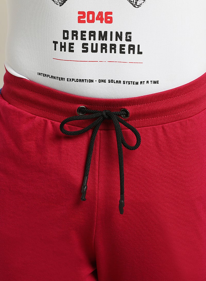 ABOF Contrast Stripe Detail Elastic Waistband Drawstring Shorts Pink/Blue/White  - Image 5