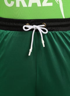 ABOF Printed Elastic Waistband Drawstring Mid-Rise Shorts Forest Green  - Image 5