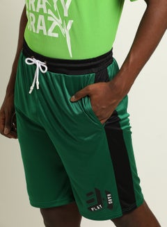 ABOF Printed Elastic Waistband Drawstring Mid-Rise Shorts Forest Green  - Image 3