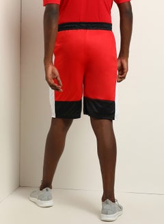 ABOF Colourblock Pattern Elastic Waistband Drawstring Shorts Red/Black  - Image 2