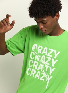 ABOF Crazy Printed Regular Fit Crew Neck T-Shirt Light Lime Green  - Image 4