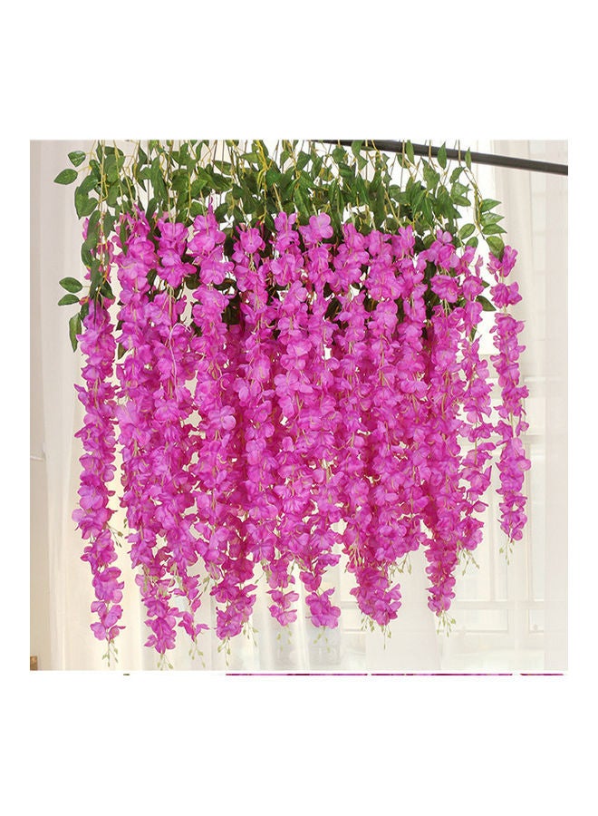 12-Piece Artificial Hanging Flower Set Pink/Green