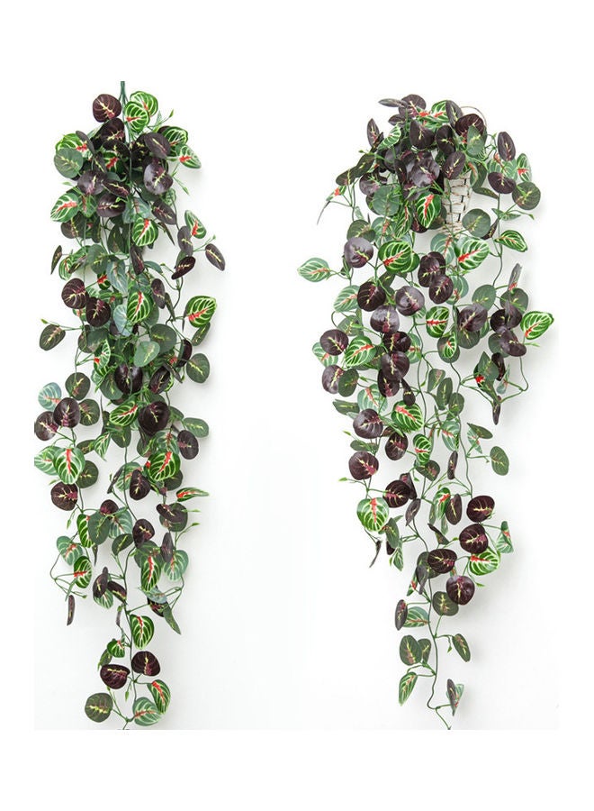 XiuWoo Pack Of 2 Artificial Hanging Leaves Green/Brown 