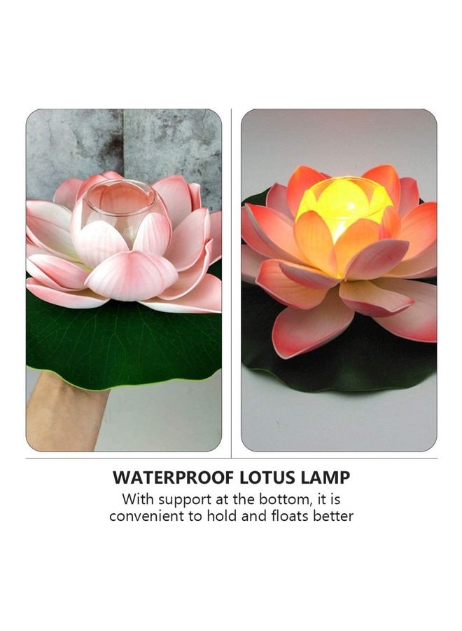 XiuWoo LED Waterproof Floating Lotus Light Pink/Green 20 x 10cm  - Image 2