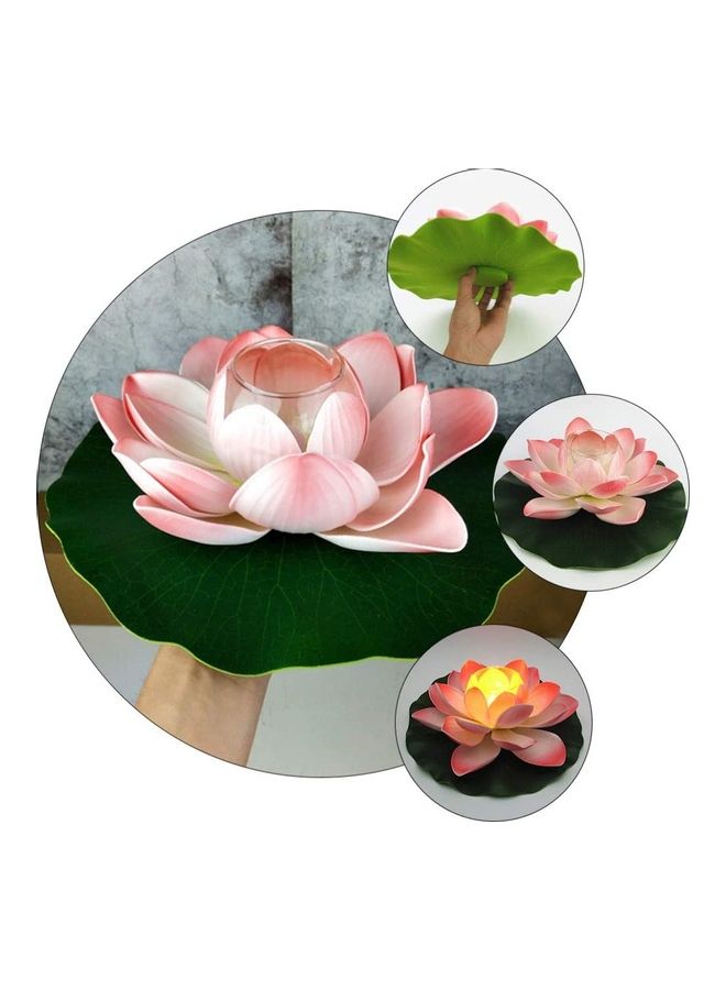 XiuWoo LED Waterproof Floating Lotus Light Pink/Green 20 x 10cm  - Image 1