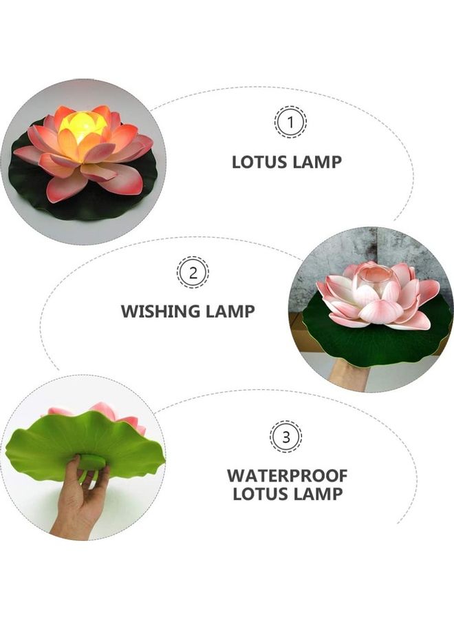 XiuWoo LED Waterproof Floating Lotus Light Pink/Green 20 x 10cm  - Image 5