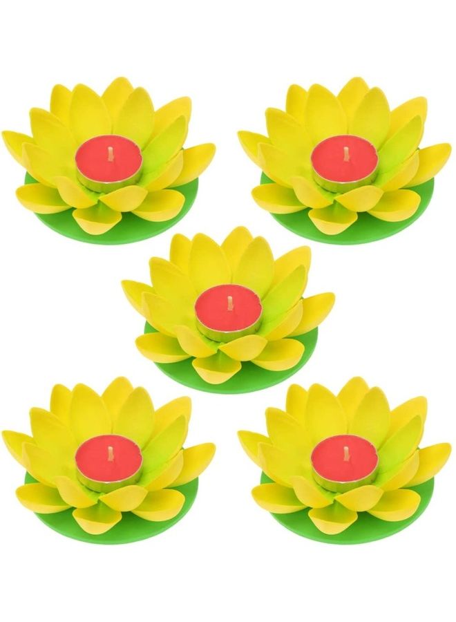 XiuWoo 5 Piece Lotus Water Floating Light Yellow/Green  - Image 2