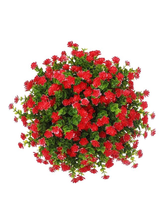 XiuWoo 10 Piece Artificial Greenery Outdoor Plants Plastic Boxwood Red/Green - Image 1