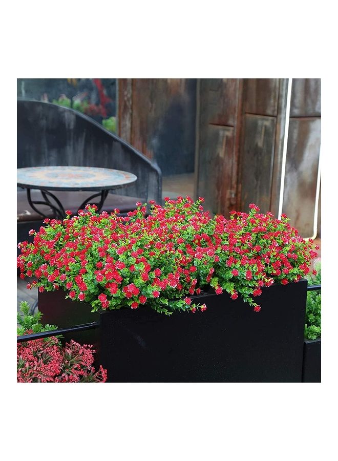 XiuWoo 10 Piece Artificial Greenery Outdoor Plants Plastic Boxwood Red/Green - Image 2
