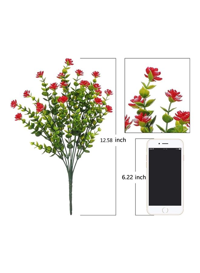 XiuWoo 10 Piece Artificial Greenery Outdoor Plants Plastic Boxwood Red/Green - Image 3