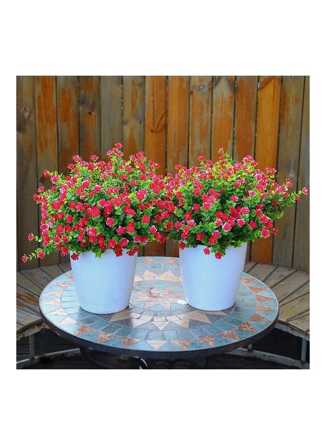 XiuWoo 10 Piece Artificial Greenery Outdoor Plants Plastic Boxwood Red/Green - Image 4