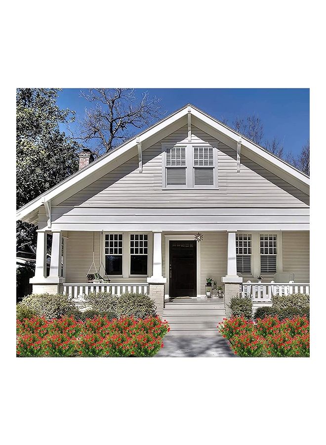 XiuWoo 10 Piece Artificial Greenery Outdoor Plants Plastic Boxwood Red/Green - Image 5