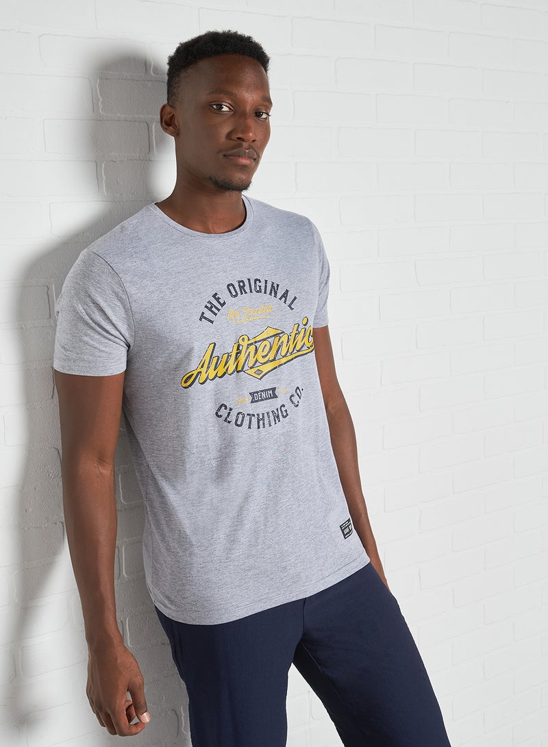 ABOF Stylish Crew Neck T-Shirt Light Grey - Image 1