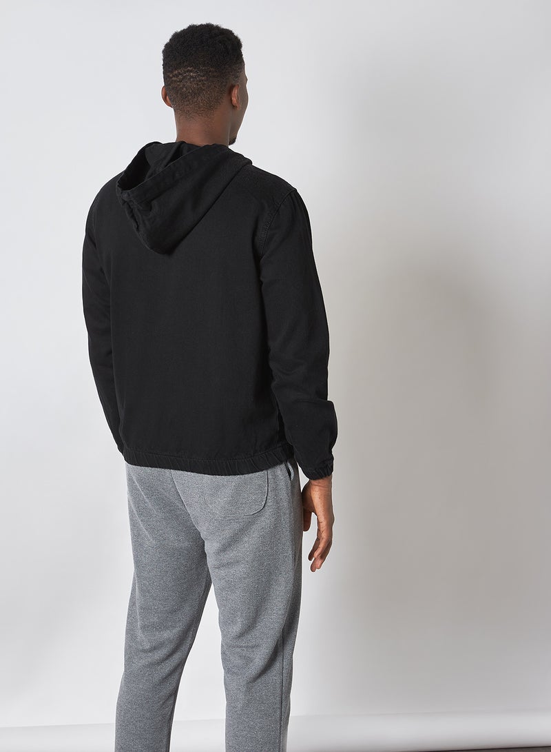 trendyol - Hooded Zip Through Denim Jacket Anthracite - Image 1