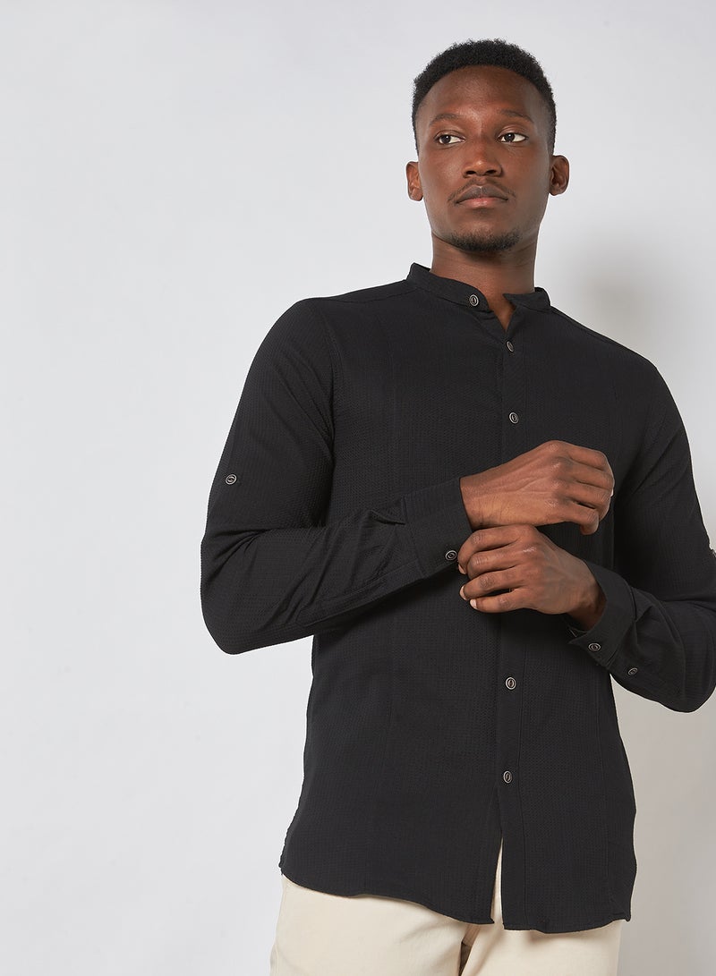 trendyol - Checked Extra Detail Shirt Black - Image 1