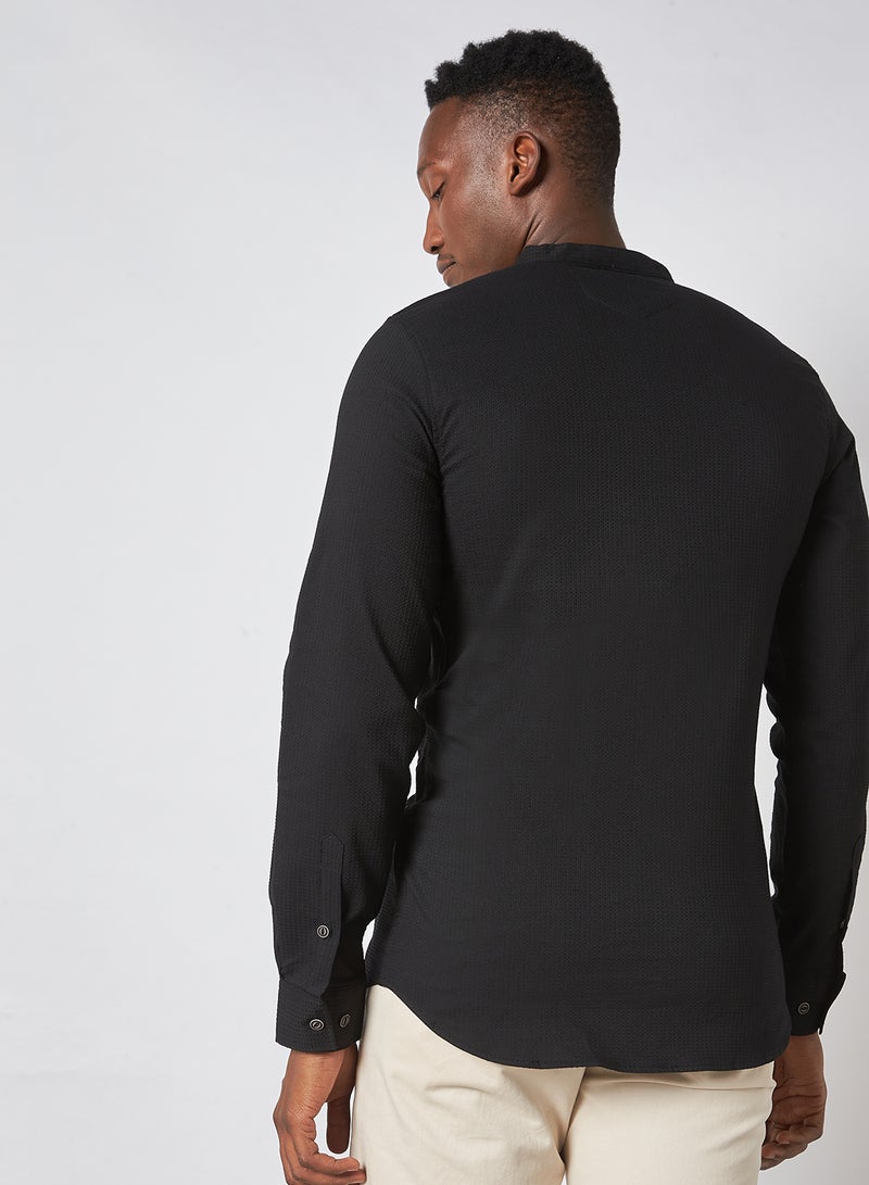 trendyol - Checked Extra Detail Shirt Black - Image 1
