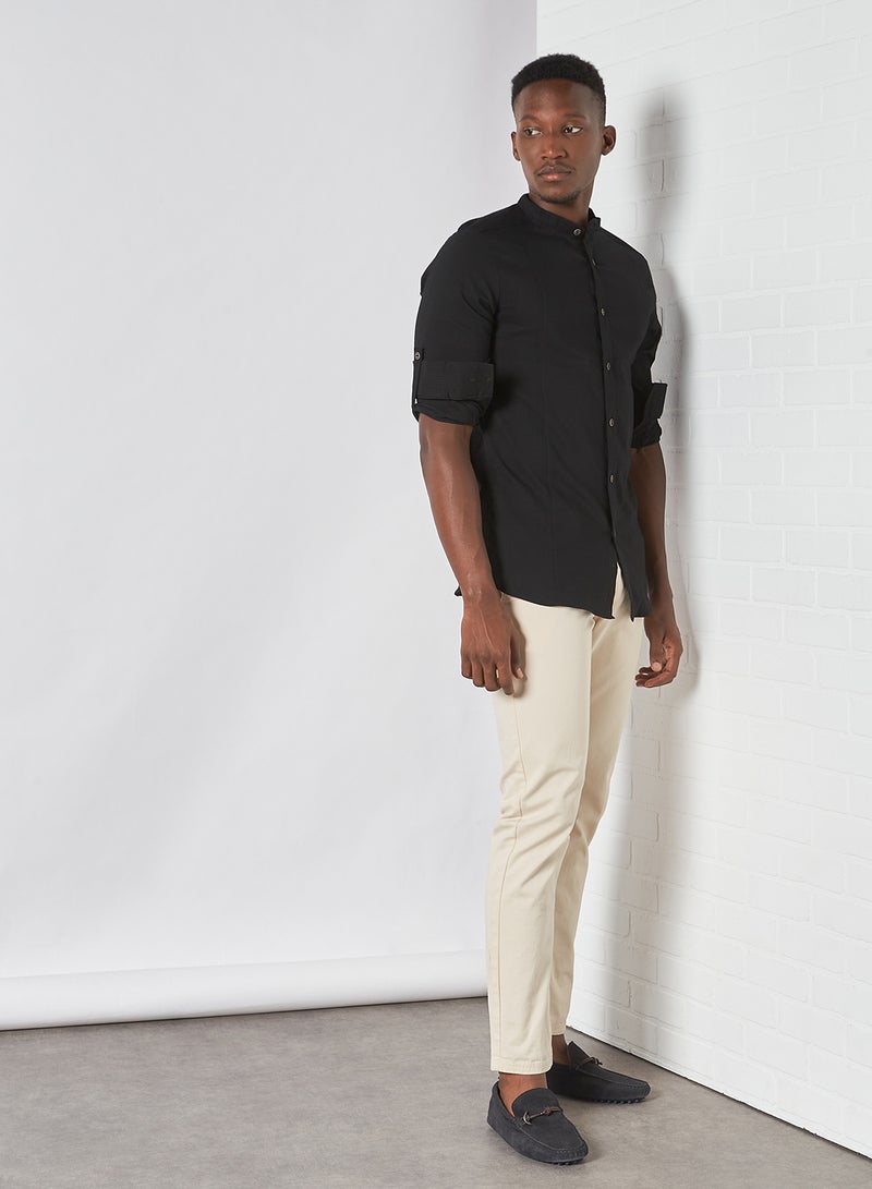 trendyol - Checked Extra Detail Shirt Black - Image 1