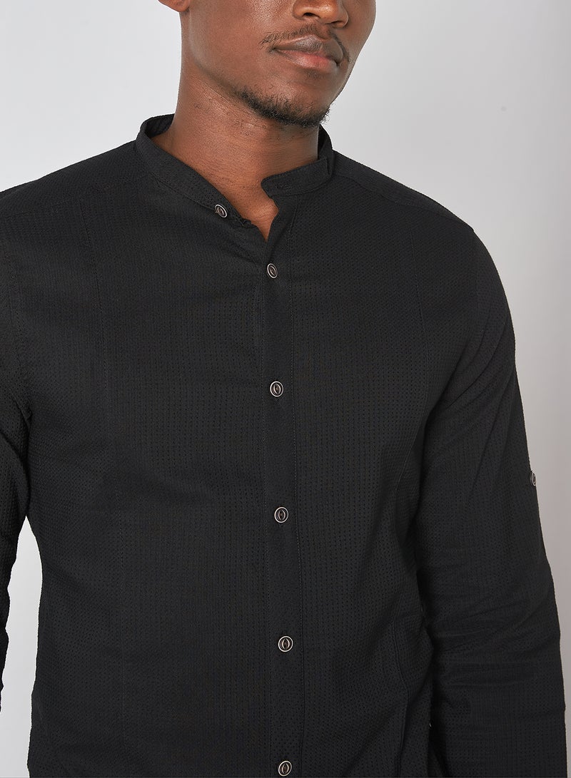 trendyol - Checked Extra Detail Shirt Black - Image 1