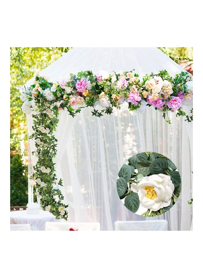 XiuWoo Vine Artificial Flower Eucalyptus Rattan Hanging Plant Green/White - Image 4