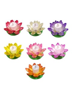 XiuWoo 7 Piece LED Floating Lotus Lantern Candle Lights Multicolour 5 x 10.5cm  - Image 1