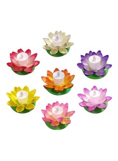 7 Piece LED Floating Lotus Lantern Wishing Water Lily Artificial Candle Flower Lanterns Pool Decor for Festival Party Multicolour