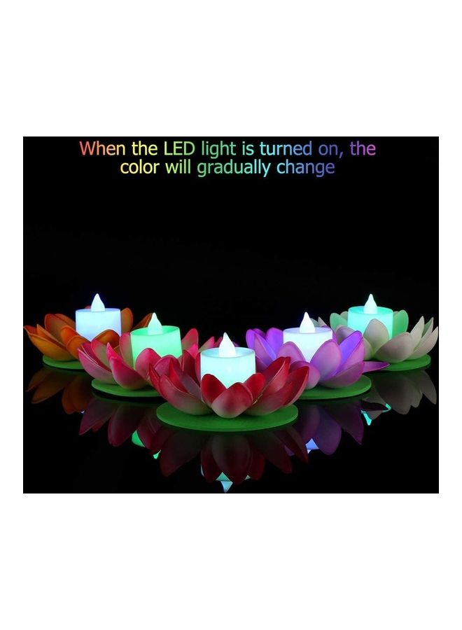 XiuWoo - 7 Piece LED Floating Lotus Lantern Wishing Water Lily Artificial Candle Flower Lanterns Pool Decor for Festival Party Multicolour - Image 1