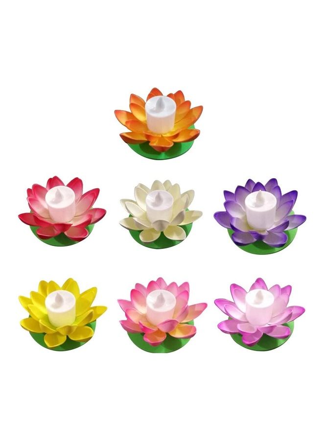 XiuWoo - 7 Piece LED Floating Lotus Lantern Wishing Water Lily Artificial Candle Flower Lanterns Pool Decor for Festival Party Multicolour - Image 1