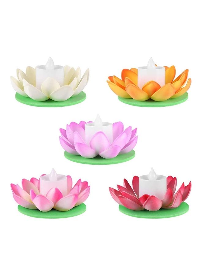 XiuWoo - 7 Piece LED Floating Lotus Lantern Wishing Water Lily Artificial Candle Flower Lanterns Pool Decor for Festival Party Multicolour - Image 1