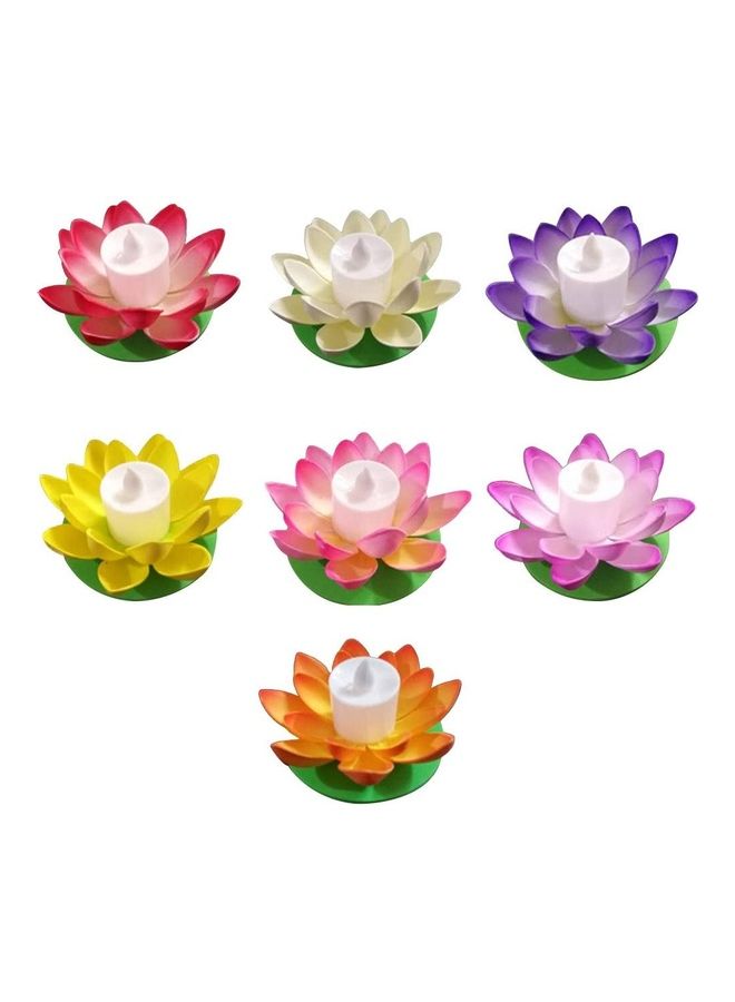 XiuWoo - 7 Piece LED Floating Lotus Lantern Wishing Water Lily Artificial Candle Flower Lanterns Pool Decor for Festival Party Multicolour - Image 1